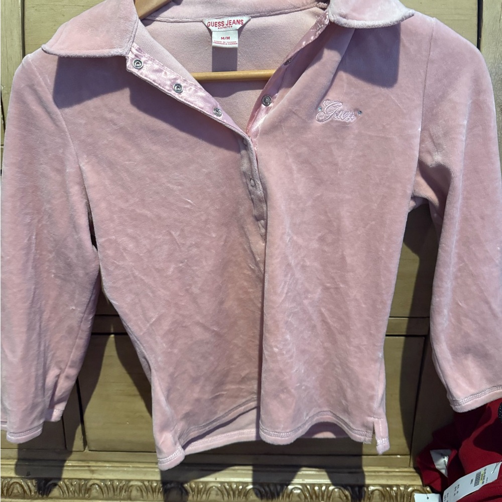 Guess Pink Velour Top
